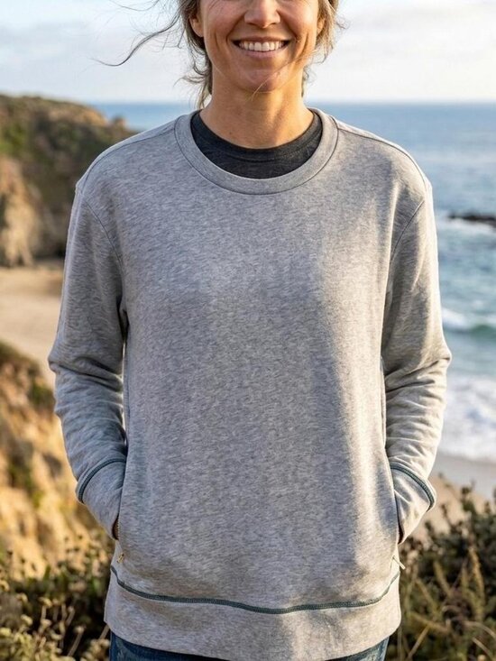 Bombas Tops - Bombas Women’s Large Gray Pullover Sweatshirt Crew Neck Pockets Outdoor Hike